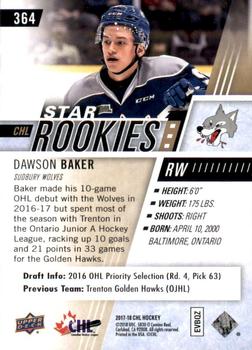 2017-18 Upper Deck CHL #364 Dawson Baker Back