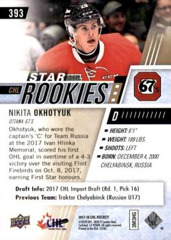 2017-18 Upper Deck CHL #393 Nikita Okhotyuk Back