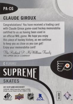 2017-18 SP Game Used - Supreme Jumbo Relics Skates #PA-CG Claude Giroux Back