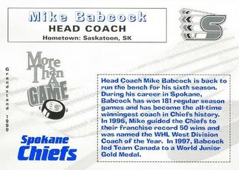 1999-00 Grandstand Spokane Chiefs (WHL) #NNO Mike Babcock Back