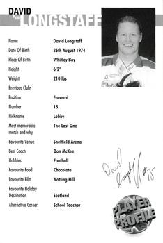 1999-00 Sheffield Steelers (BISL) #14 David Longstaff Back