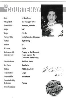 1999-00 Sheffield Steelers (BISL) #19 Ed Courtenay Back