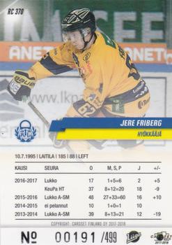 2017-18 Cardset Finland - Rookies (Series Two) #RC 370 Jere Friberg Back