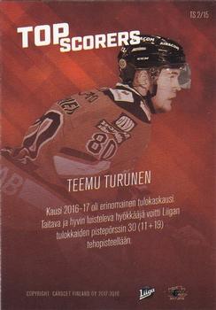 2017-18 Cardset Finland - Top Scorers #TS2 Teemu Turunen Back