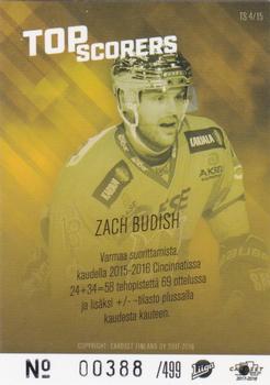 2017-18 Cardset Finland - Top Scorers Silver #TS4 Zach Budish Back