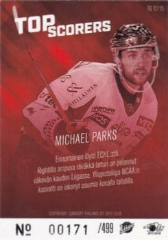 2017-18 Cardset Finland - Top Scorers Silver #TS12 Michael Parks Back