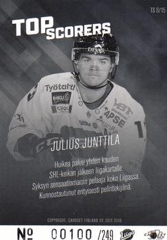 2017-18 Cardset Finland - Top Scorers Blue #TS8 Julius Junttila Back
