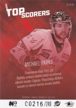 2017-18 Cardset Finland - Top Scorers Blue #TS12 Michael Parks Back