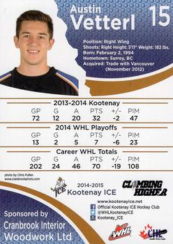 2014-15 Kootenay Ice (WHL) #NNO Austin Vetterl Back
