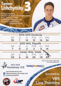 2015-16 Kootenay Ice (WHL) #NNO Tanner Lishchynsky Back