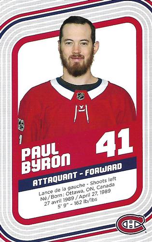 2017-18 Montreal Canadiens #NNO Paul Byron Back