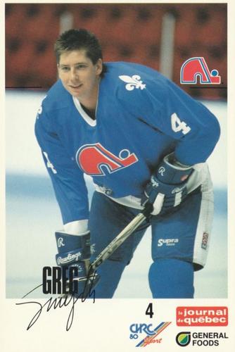 1988-89 General Foods Quebec Nordiques #NNO Greg Smyth Front