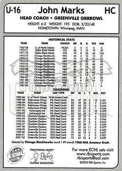 2002-03 RBI Sports ECHL Update #U-16 John Marks Back
