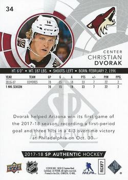 2017-18 SP Authentic #34 Christian Dvorak Back