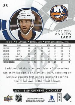 2017-18 SP Authentic #38 Andrew Ladd Back