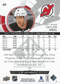 2017-18 SP Authentic #60 Taylor Hall Back