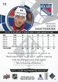 2017-18 SP Authentic #72 Kevin Shattenkirk Back