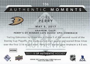2017-18 SP Authentic #106 Corey Perry Back