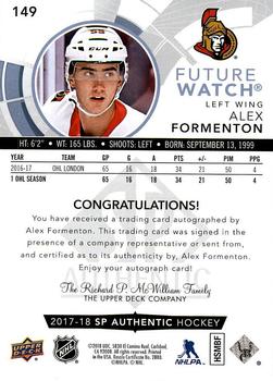 2017-18 SP Authentic #149 Alex Formenton Back
