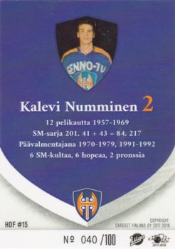 2017-18 Tappara Tampere (FIN) Hall of Fame #HOF15 Kalevi Numminen Back