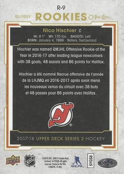 2017-18 Upper Deck - 2017-18 O-Pee-Chee Update Glossy Rookies Red Foil #R-9 Nico Hischier Back