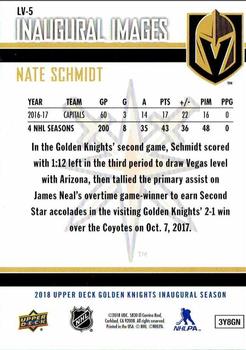 2017-18 Upper Deck Vegas Golden Knights Inaugural Season Inaugural Images #LV-5 Nate Schmidt Back