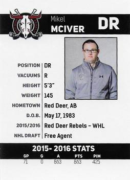 2016-17 Red Deer Rebels (WHL) #NNO Mikel McIver Back