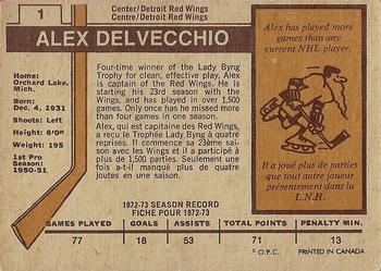 1973-74 O-Pee-Chee - Light Backs #1 Alex Delvecchio Back