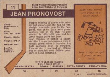 1973-74 O-Pee-Chee - Light Backs #11 Jean Pronovost Back
