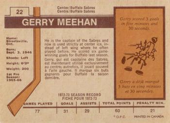 1973-74 O-Pee-Chee - Light Backs #22 Gerry Meehan Back