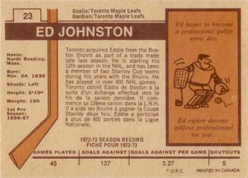 1973-74 O-Pee-Chee - Light Backs #23 Ed Johnston Back