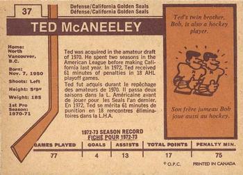 1973-74 O-Pee-Chee - Light Backs #37 Ted McAneeley Back