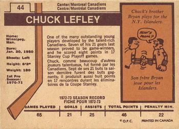 1973-74 O-Pee-Chee - Light Backs #44 Chuck Lefley Back