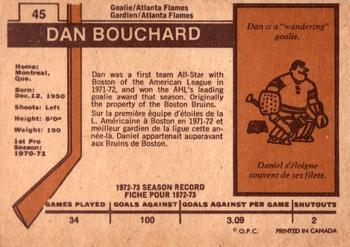 1973-74 O-Pee-Chee - Light Backs #45 Dan Bouchard Back