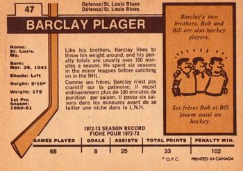 1973-74 O-Pee-Chee - Light Backs #47 Barclay Plager Back