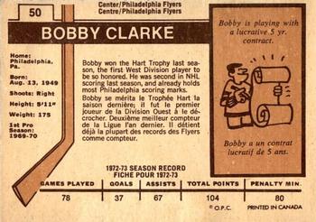 1973-74 O-Pee-Chee - Light Backs #50 Bobby Clarke Back