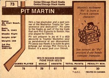 1973-74 O-Pee-Chee - Light Backs #73 Pit Martin Back