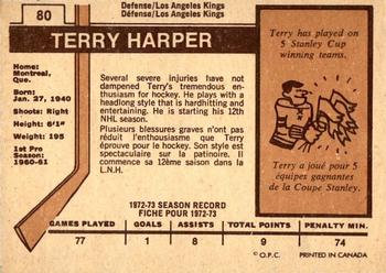 1973-74 O-Pee-Chee - Light Backs #80 Terry Harper Back
