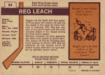 1973-74 O-Pee-Chee - Light Backs #84 Reggie Leach Back