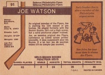 1973-74 O-Pee-Chee - Light Backs #91 Joe Watson Back