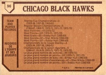 1973-74 O-Pee-Chee - Light Backs #96 Blackhawks Team Back