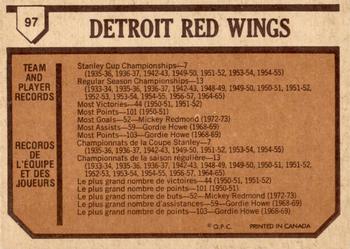 1973-74 O-Pee-Chee - Light Backs #97 Red Wings Team Back