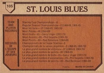 1973-74 O-Pee-Chee - Light Backs #105 Blues Team Back