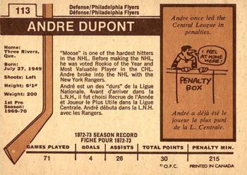 1973-74 O-Pee-Chee - Light Backs #113 Andre Dupont Back