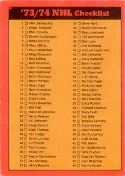 1973-74 O-Pee-Chee - Light Backs #116 Checklist: 1-132 Front