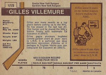 1973-74 O-Pee-Chee - Light Backs #119 Gilles Villemure Back