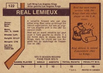 1973-74 O-Pee-Chee - Light Backs #122 Real Lemieux Back