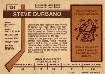 1973-74 O-Pee-Chee - Light Backs #124 Steve Durbano Back