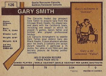 1973-74 O-Pee-Chee - Light Backs #126 Gary Smith Back