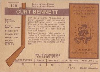 1973-74 O-Pee-Chee - Light Backs #149 Curt Bennett Back